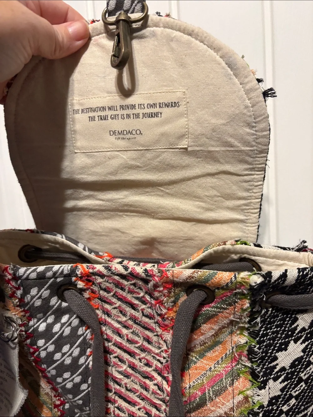 Demdaco Multicolor Boho Woven Backpack